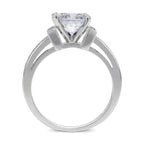 CZ 5mm Sterling Silver Plated Crossover Halo Engagement Ring
