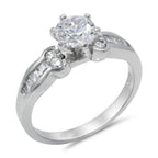 CZ 5mm Center Stone Sterling Silver Plated Crossover Halo Wedding Bridal Set, Engagement Ring