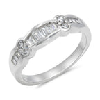 CZ 5mm Center Stone Sterling Silver Plated Crossover Halo Wedding Bridal Set, Engagement Ring