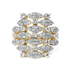 14K Yellow Gold 1.0 Cttw Diamond Geometric Stacked Open Cocktail Ring (I-J Color, I1-I2 Clarity) - Ring Size 7