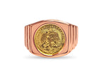 Fancy Solid White/Yellow/Rose Gold Handmade Coin Ring , Dos Pesos Coin ,