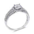 Cubic Zirconia Floating Halo Engagement Ring in Sterling Silver