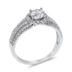 Cubic Zirconia Floating Halo Engagement Ring in Sterling Silver
