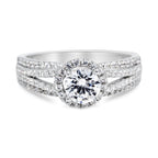 Cubic Zirconia Floating Halo Engagement Ring in Sterling Silver