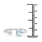 0.52 Carat Genuine Aquamarine and White Diamond 14K White Gold Ring