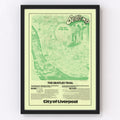 Vintage Map of Liverpool, England 1974