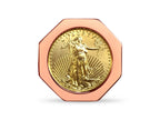 Fancy Solid White/Yellow/Rose Gold Handmade Coin Ring , 1/10oz Coin ,