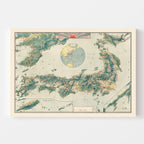 Vintage Birds Eye View Railroad Map of Japan 1920