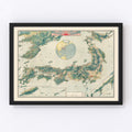 Vintage Birds Eye View Railroad Map of Japan 1920