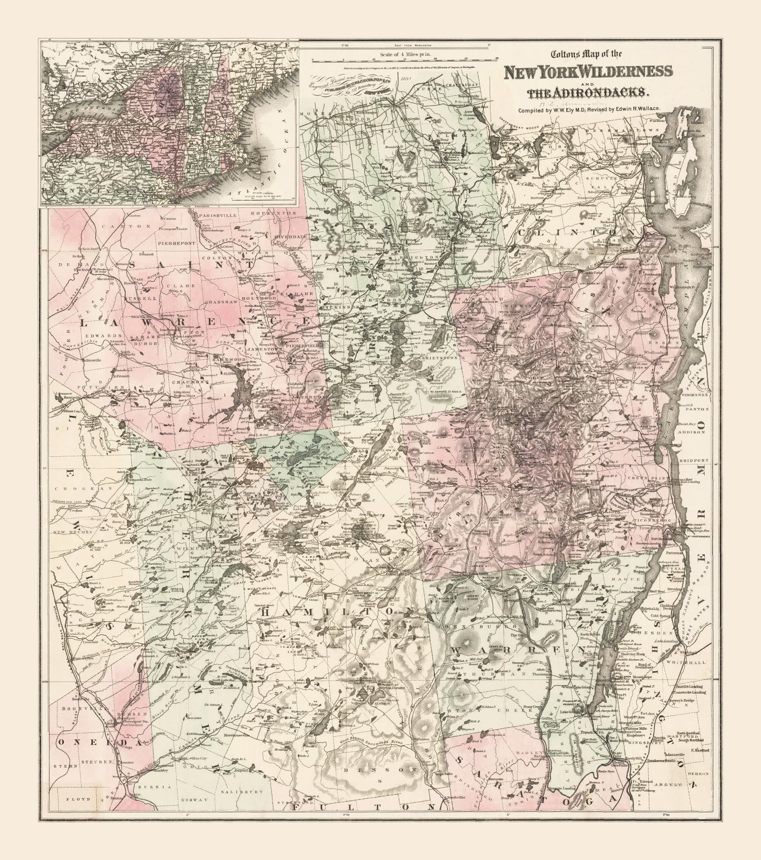 Vintage Adirondacks Map 1894