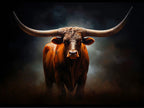 Abstract Texas Longhorn Wall Art Print | 3-Panel Large Texas Longhorn Canvas