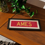 Framed Ames Red and Gold Bus Scroll