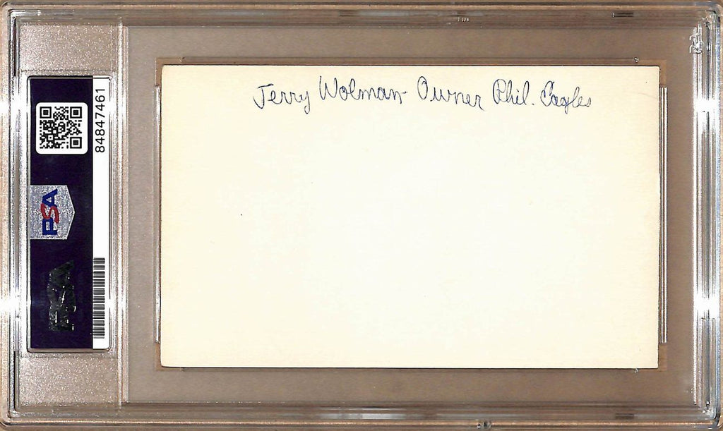 Jerry Wolman Autographed 3x5 Index Card Owner Philadelphia Eagles PSA/DNA 179085