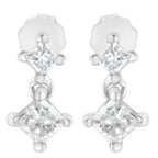 14K White Gold 3/4 cttw Double Diamond Princess-Cut Stud Earrings (I-J Clarity, I2-I3 Color)