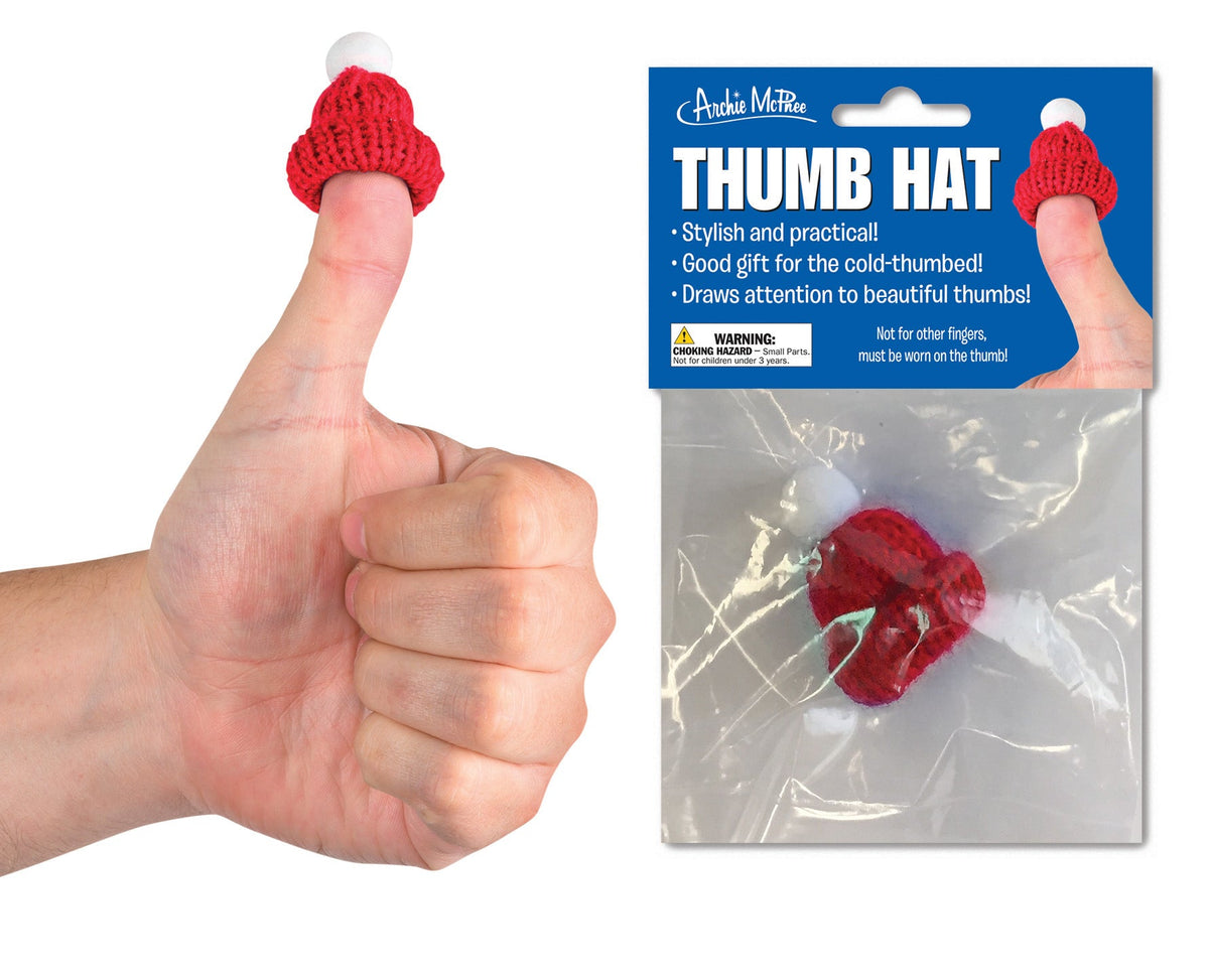 THUMB HAT - Cute Red Knitted Tiny Puppet Cap Gag Gift - Archie McPhee