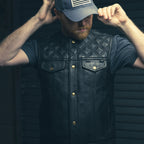 12 Gauge Men's Motorcycle Leather Vest