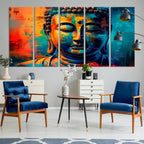 Colorful Buddha Wall Art | Framed Abstract Portrait Canvas