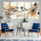 Beautiful Birds Wall Art | Framed Watercolor Branch Canvas