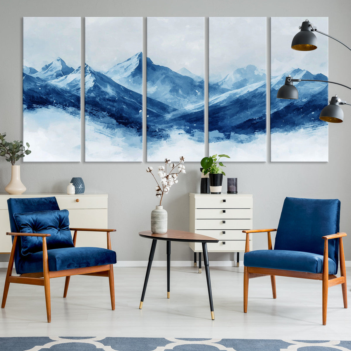 Blue Mountains Wall Art | Framed Snowy Range Canvas Artwork