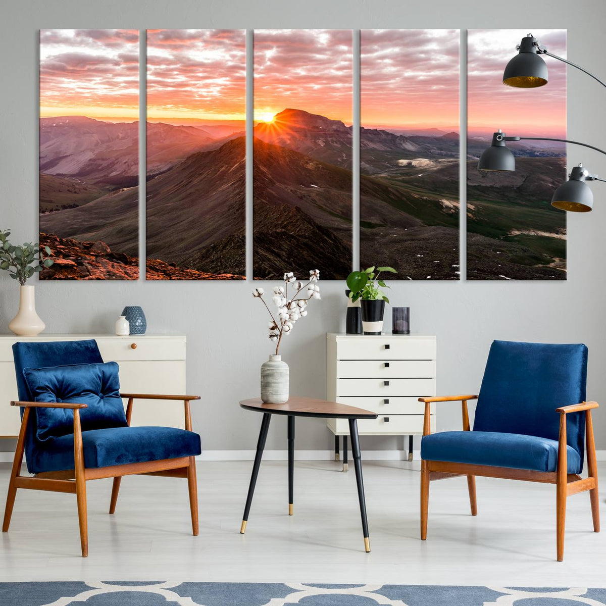 Mountain Sunrise Wall Art Canvas Print | Alpine Ridge Morning Light