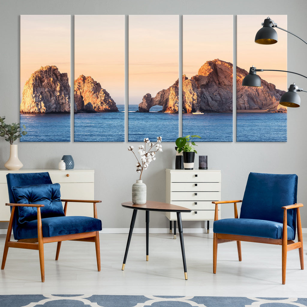 El Arco Wall Art Canvas Print, Framed Cabo San Lucas Ocean Arch Coastal Art