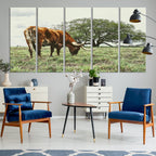 Texas Longhorn Wall Art Canvas Print, Rustic Western Ranch
