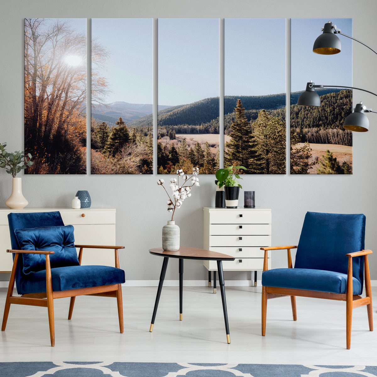 Rustic Landscape Wall Art Canvas Print, Serene Valley Scene