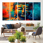 Colorful Buddha Wall Art | Framed Abstract Portrait Canvas