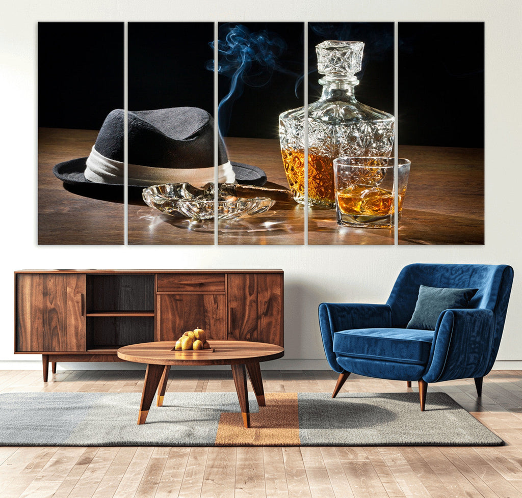 Extra Large Bourbon Wall Art, Whiskey Bar Theme Vintage Bottle Canvas Print