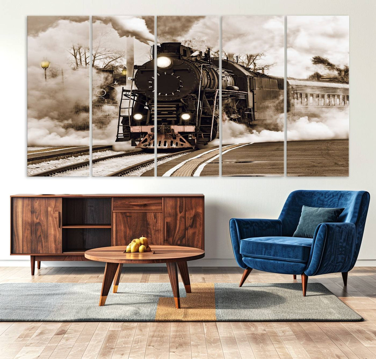 Black Steam Train Canvas Wall Art Print Steam Locomotive Art