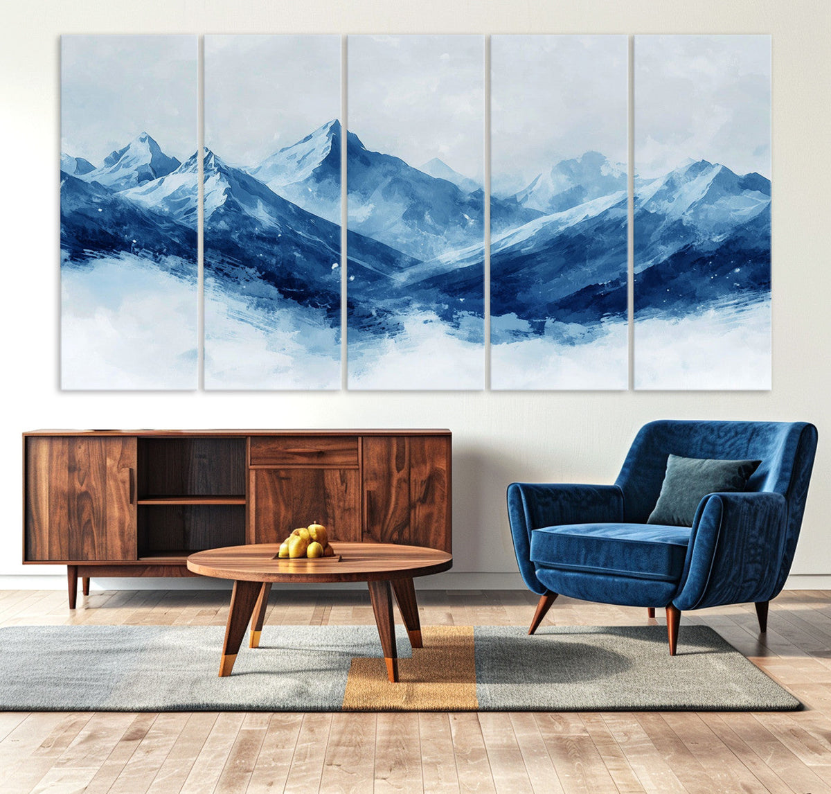 Blue Mountains Wall Art | Framed Snowy Range Canvas Artwork