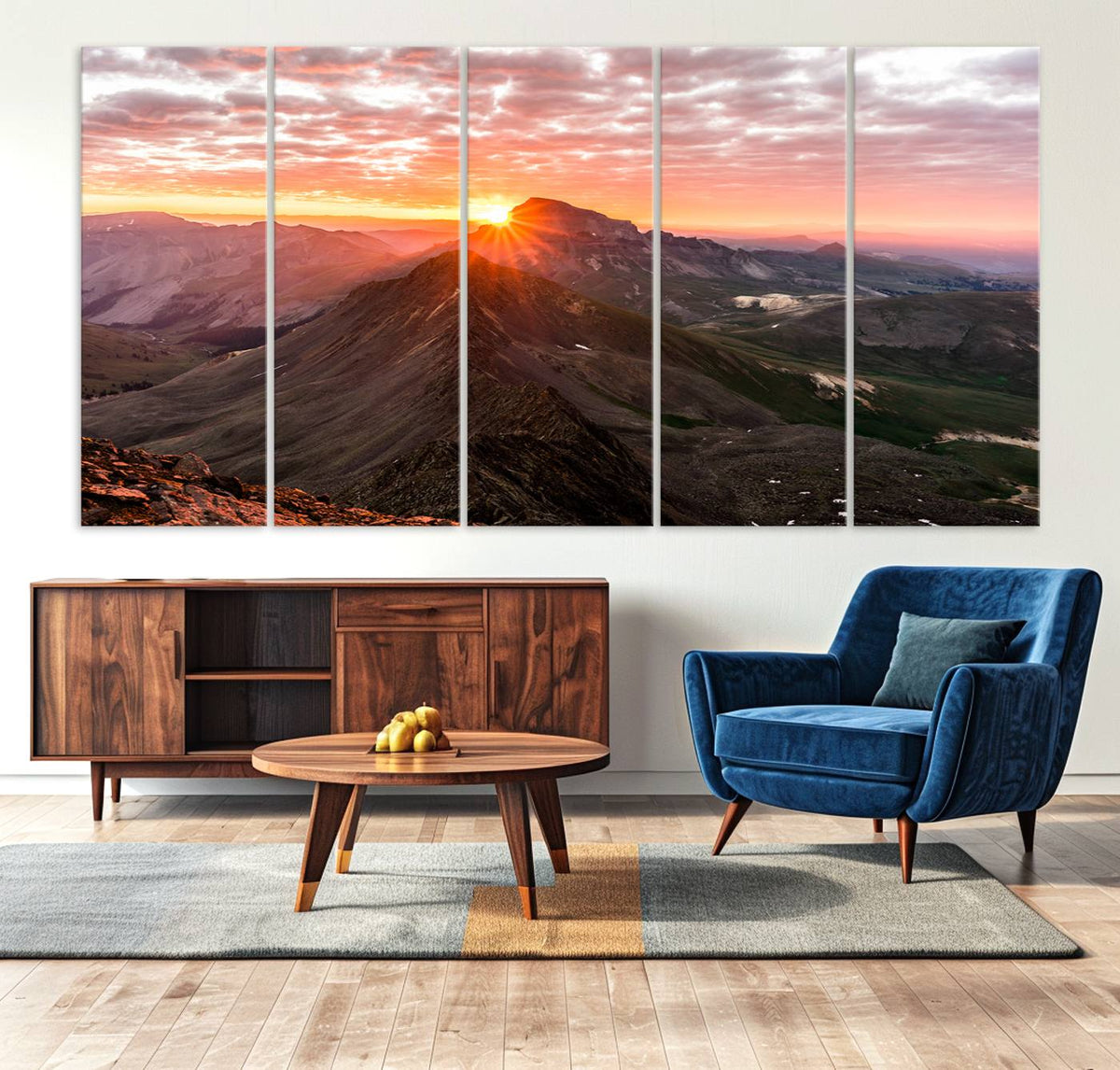 Mountain Sunrise Wall Art Canvas Print | Alpine Ridge Morning Light