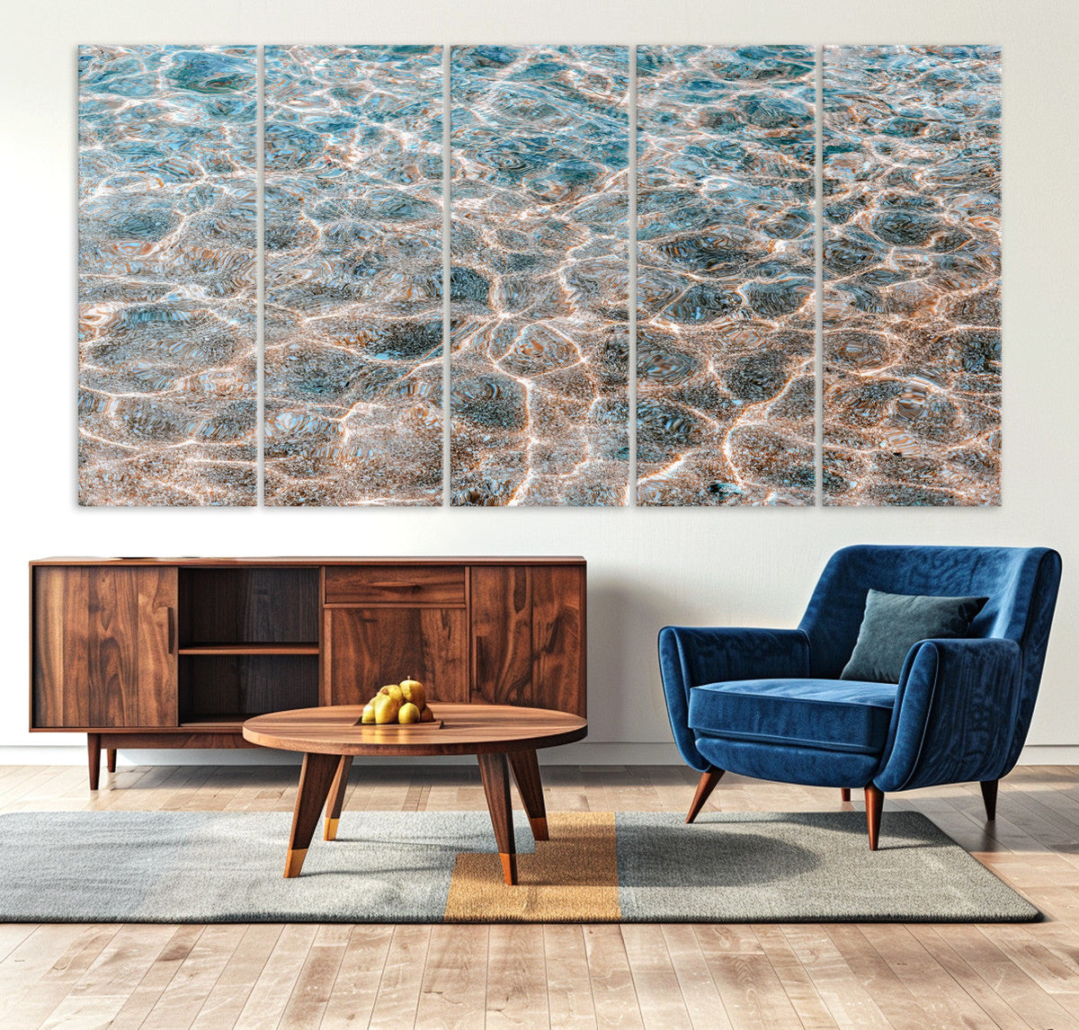 Clear Water Wall Art Canvas Print | Framed Sunlit Ocean Ripples