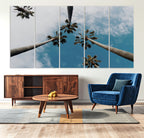 Tropical Palm Trees Wall Art Canvas Print, Framed California Sky Minimalist Nature