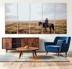 Cowboy Wall Art Canvas Print, Framed Western Rustic Ranch Scene