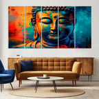 Colorful Buddha Wall Art | Framed Abstract Portrait Canvas