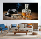 Extra Large Bourbon Wall Art, Whiskey Bar Theme Vintage Bottle Canvas Print