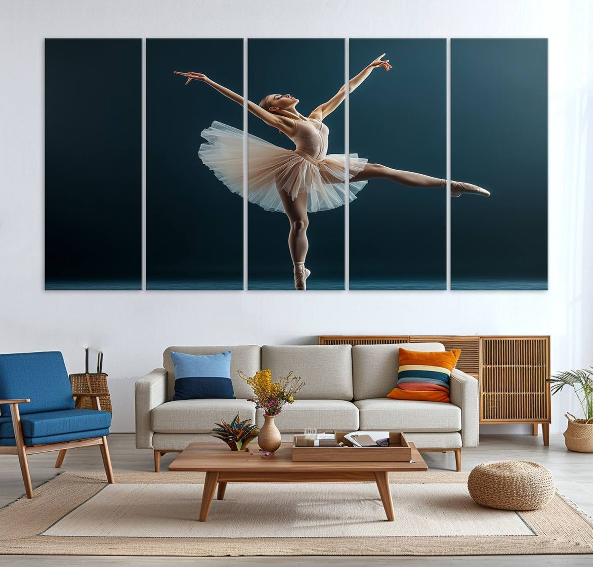 Ballet Dancer Wall Art | Framed Graceful Pose Canvas