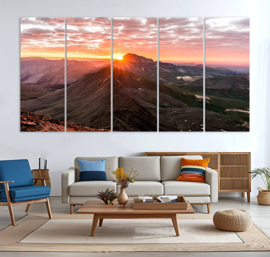 Mountain Sunrise Wall Art Canvas Print | Alpine Ridge Morning Light