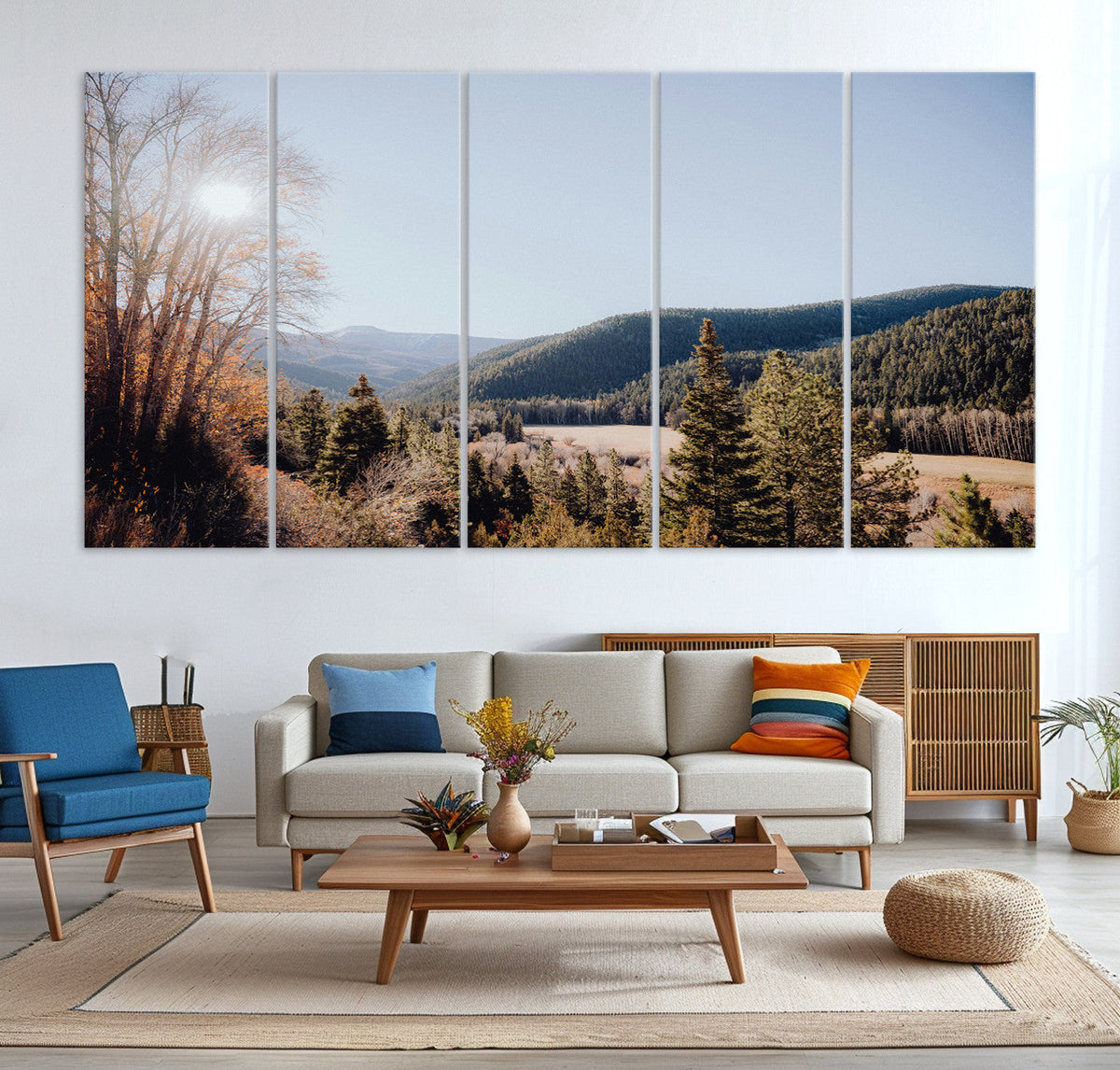 Rustic Landscape Wall Art Canvas Print, Serene Valley Scene