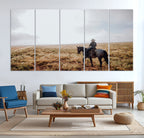 Cowboy Wall Art Canvas Print, Framed Western Rustic Ranch Scene