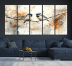 Beautiful Birds Wall Art | Framed Watercolor Branch Canvas
