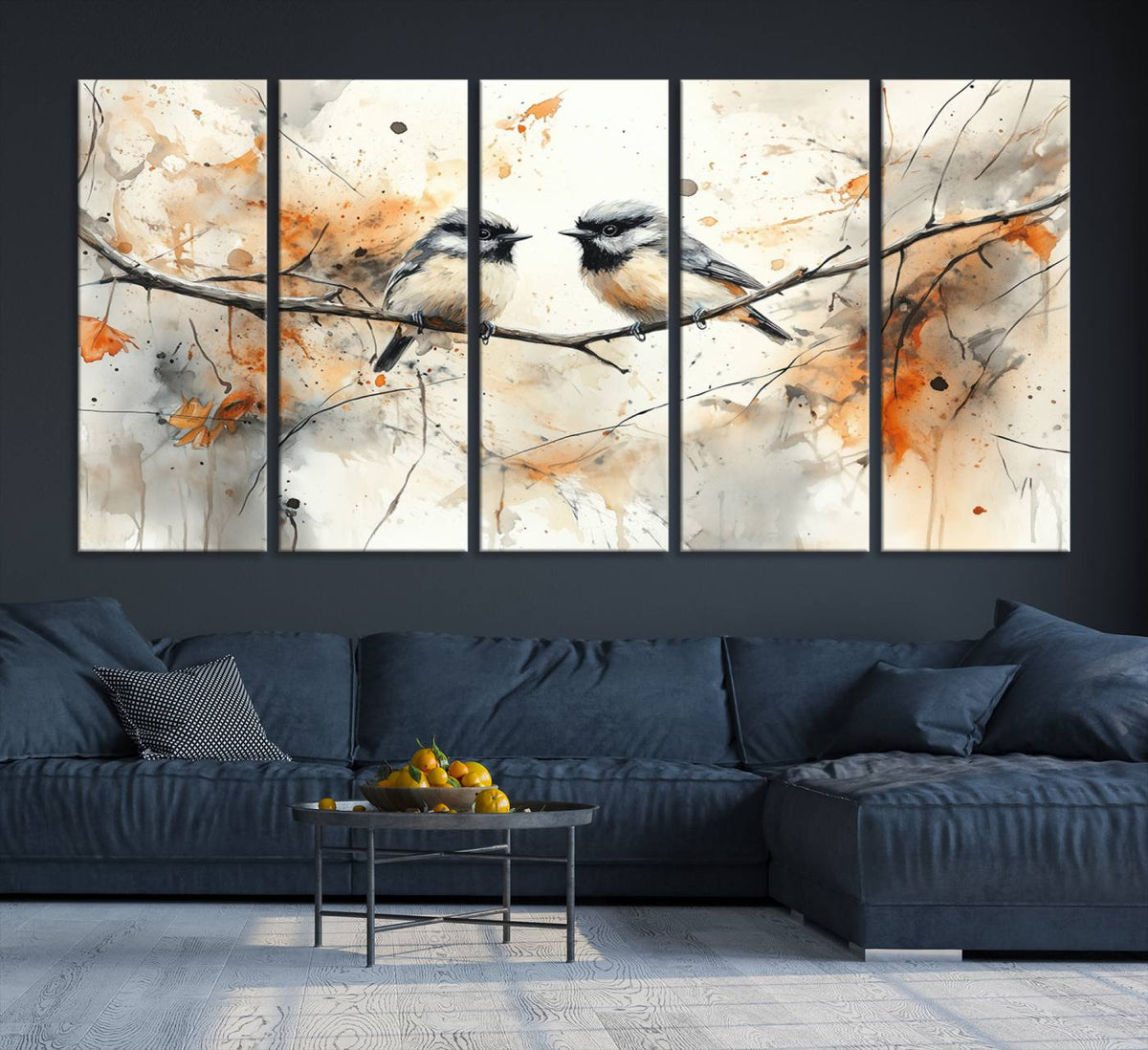 Beautiful Birds Wall Art | Framed Watercolor Branch Canvas