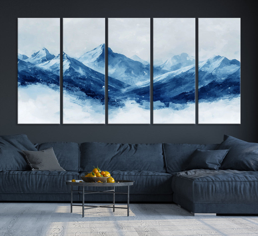 Blue Mountains Wall Art | Framed Snowy Range Canvas Artwork