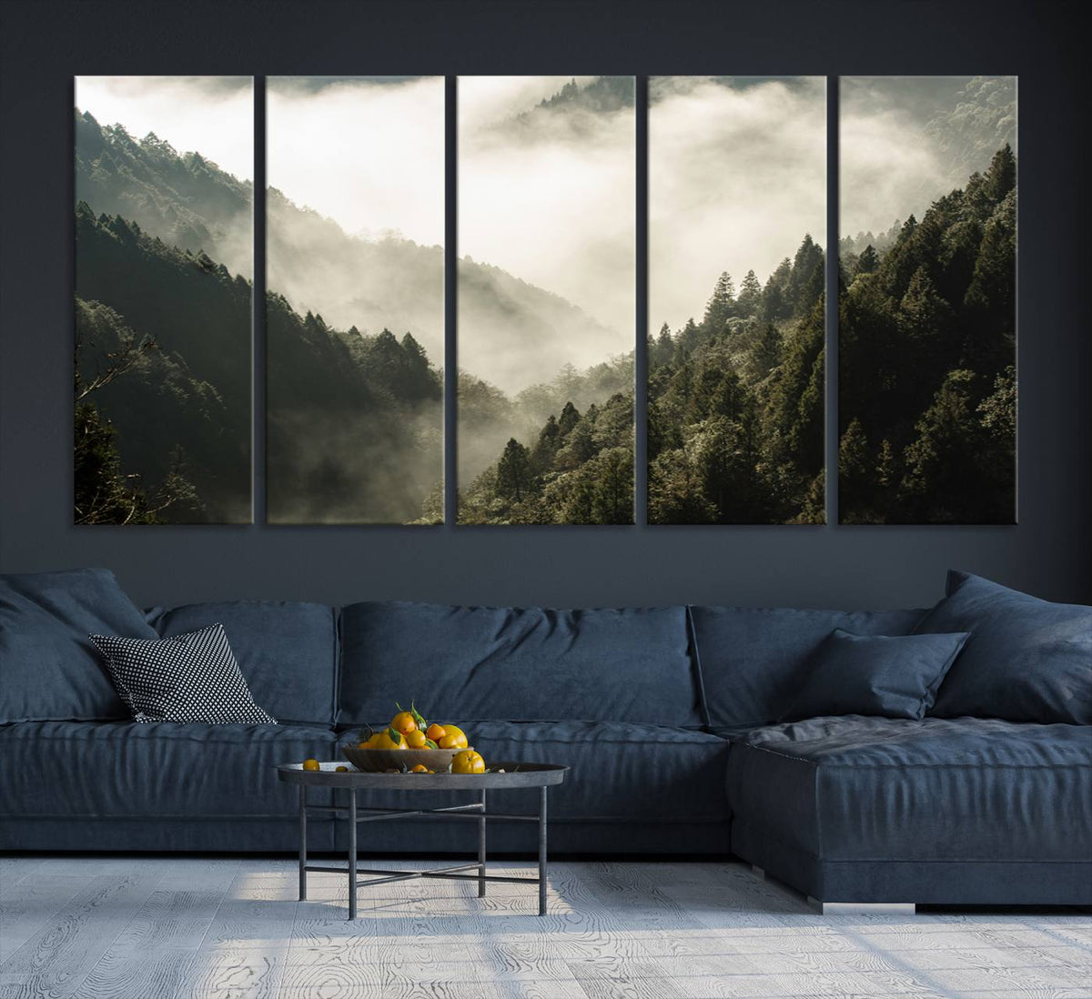 Misty Valley Wall Art Canvas Print | Foggy Forest and Pine Trees