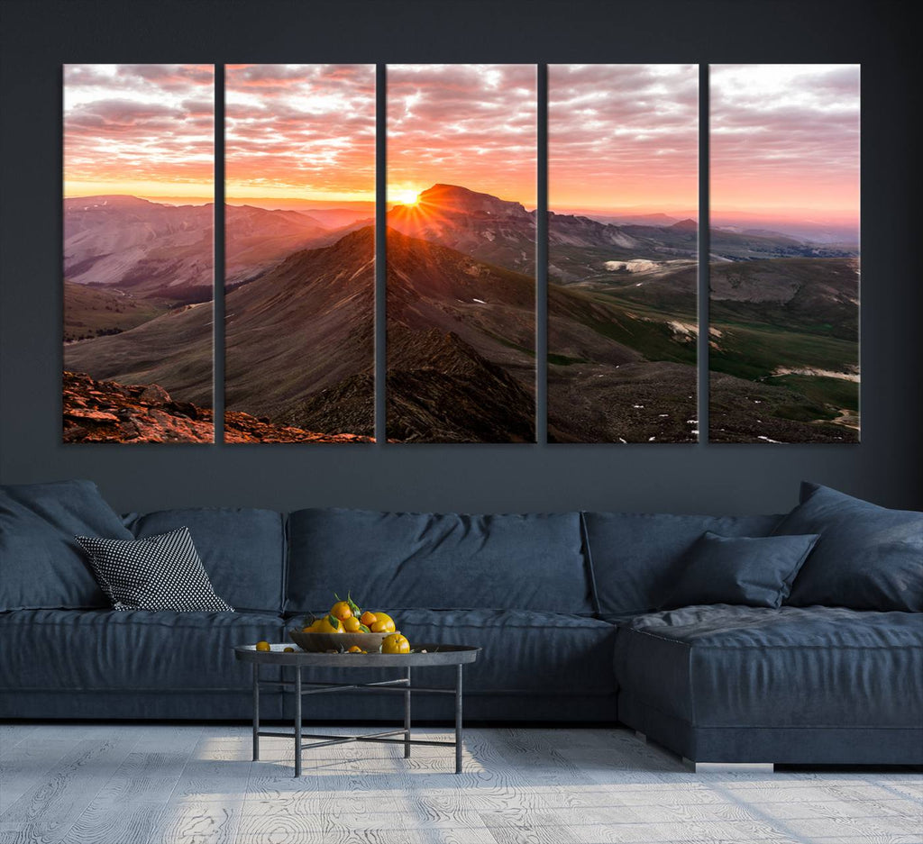 Mountain Sunrise Wall Art Canvas Print | Alpine Ridge Morning Light
