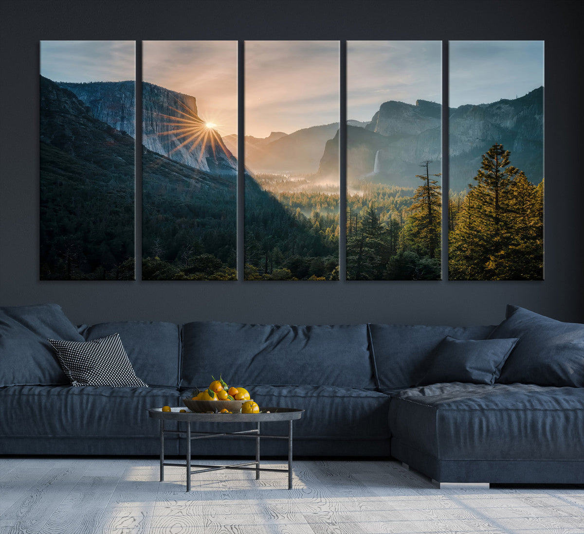 Yosemite Valley Wall Art Canvas Print, Framed Mountain Landscape National Park Art