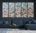 Clear Water Wall Art Canvas Print | Framed Sunlit Ocean Ripples