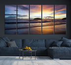Beach Sunset Wall Art Canvas Print, Tropical Ocean Waves