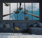 Tropical Palm Trees Wall Art Canvas Print, Framed California Sky Minimalist Nature
